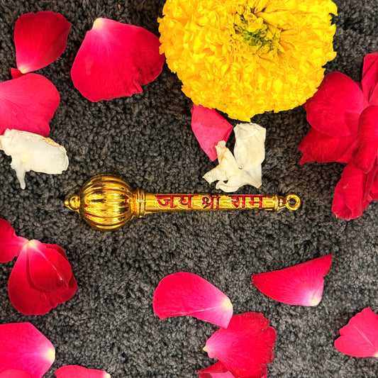 Divine Brass Finish Gada – Sacred Hindu Mace for Puja, Temple Decor & Spiritual Gifts