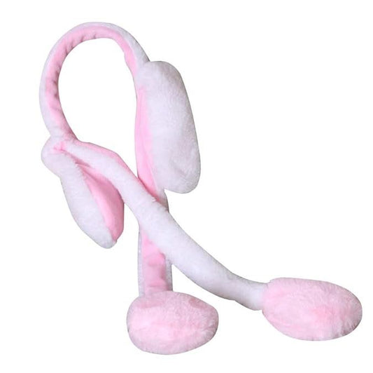Cute Plush Bunny Ear Muffs with Long Scarf Mittens – Super Soft Winter Warmers
