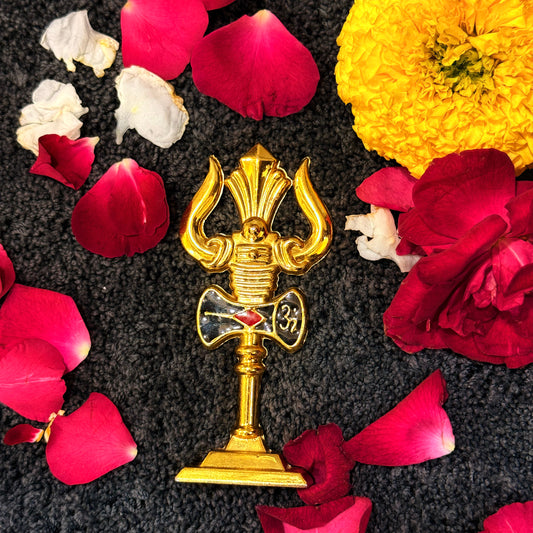 Divine Brass Finish Trishul – Sacred Hindu Trident for Puja, Temple Decor & Spiritual Protection